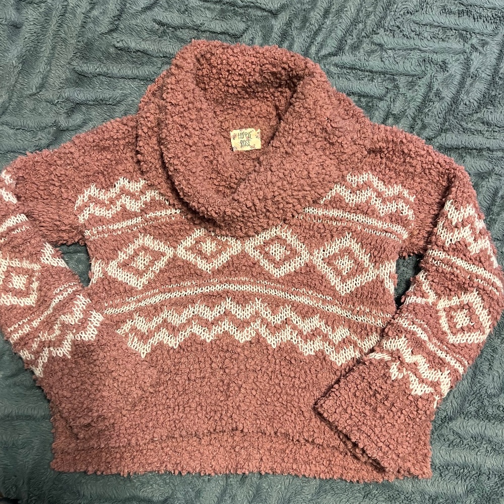 Women’s mauve cowl-neck sweater